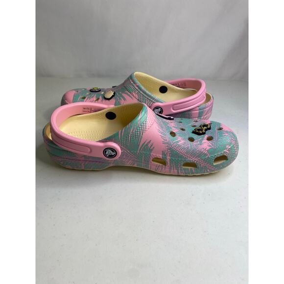 Crocs Classic Spring Break Clog Tropical Pink Teal Kids Youth Size J 6 Womens 8 - Picture 9 of 15